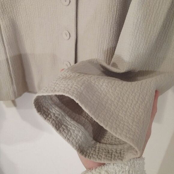 NWT Eileen Fisher Women's Size Large Eco Cotton Blend Jacquard Button Up Jacket - Picture 11 of 12